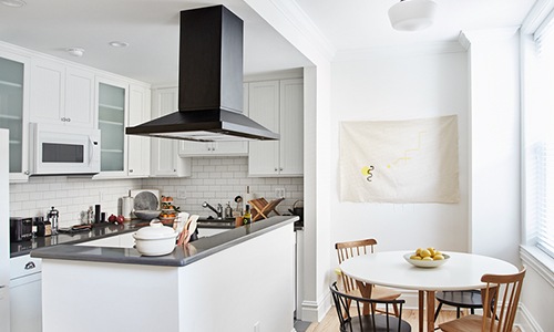 kitchen with large island and seating