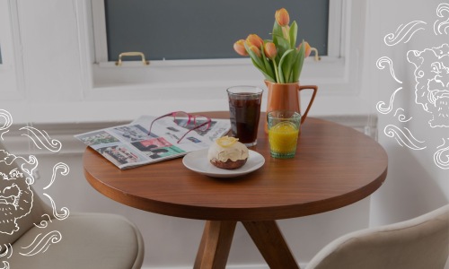 small decorated dining table with chairs